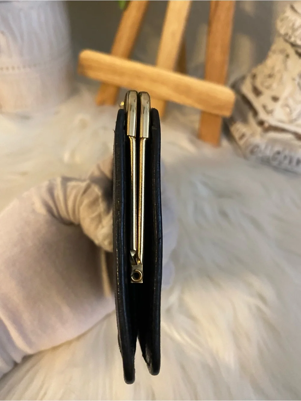 Celine Navy and Black Vintage Kiss-Lock Coin pouch or wallet